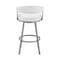 Armen Living Chelsea 25" Swivel Counter Stool with Silver Metal Finish and White Faux Leather LCCSBASLWH26 - alternate 3
